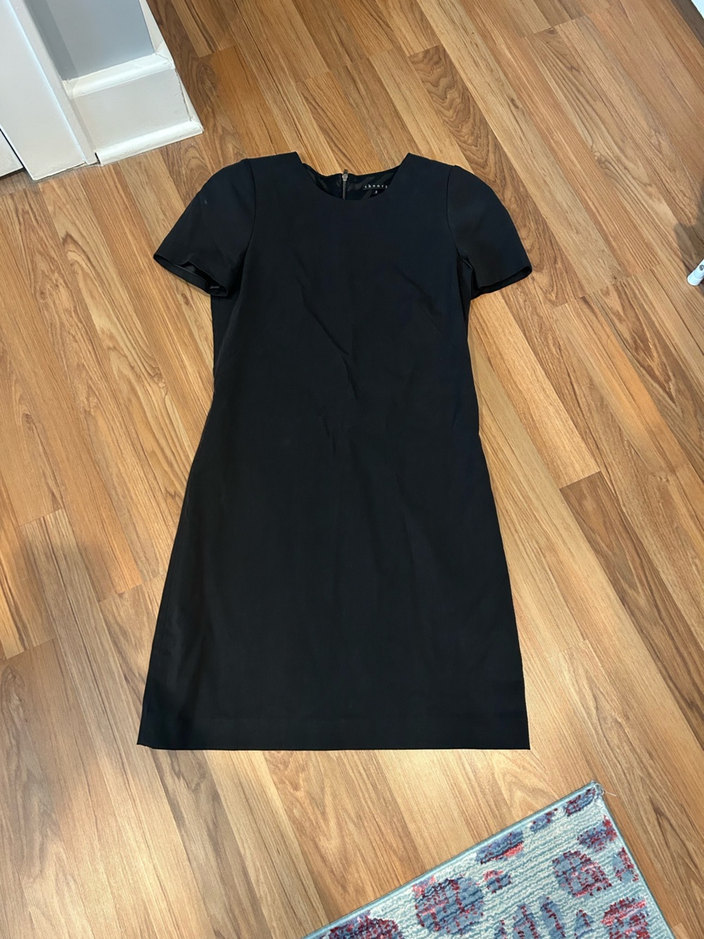 Theory Black Short-Sleeve Midi Dress